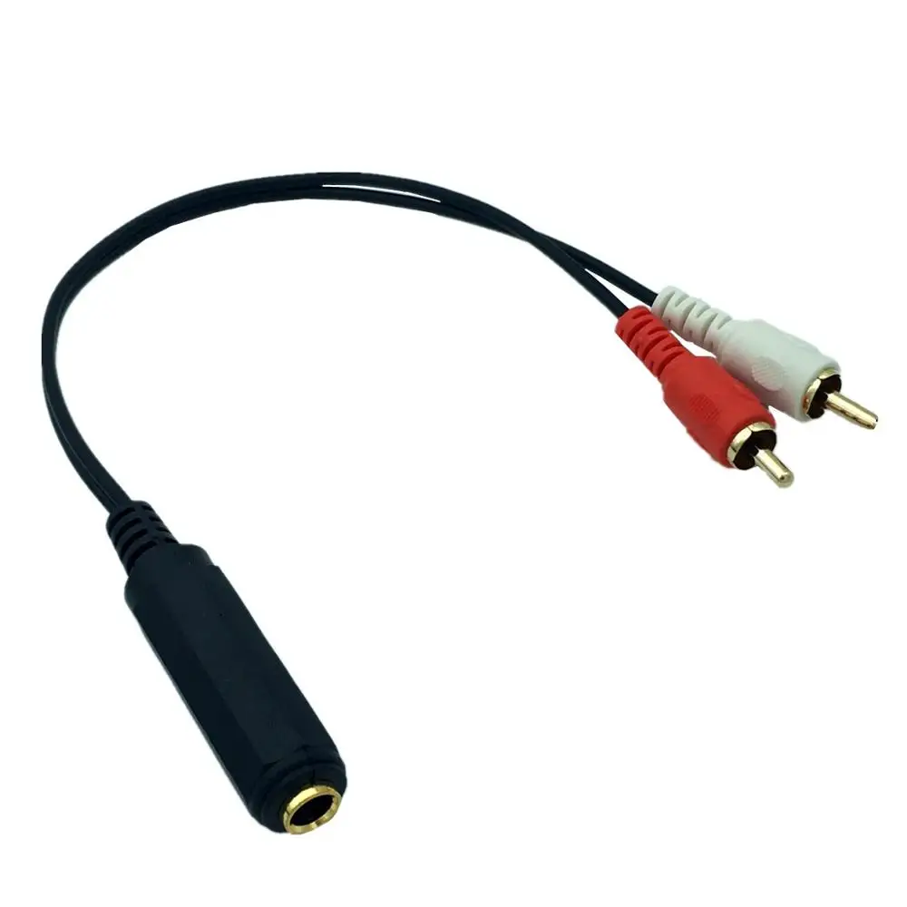6.35mm macho jack para 2 rca phono macho jack áudio estéreo y divisor cabo 0.25m 25cm