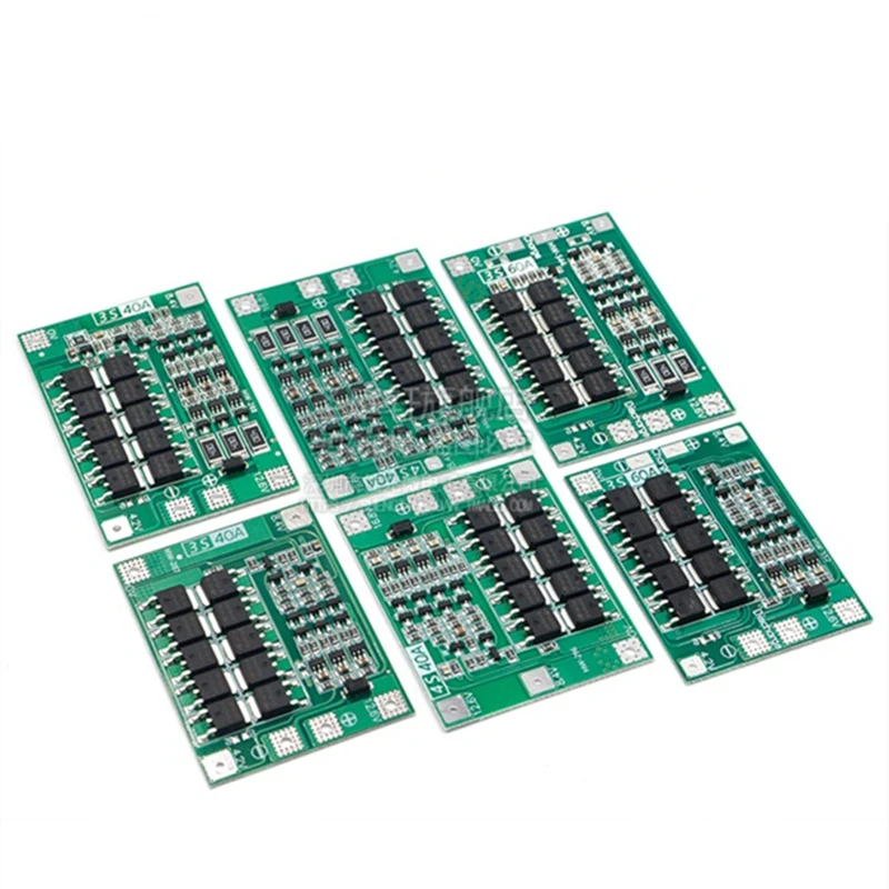 A placa de proteção do carregador de bateria do lítio do Li-íon, 18650 BMS para o motor de broca, aumenta o equilíbrio, 3S, 4S, 40A, 60A, 11.1V,