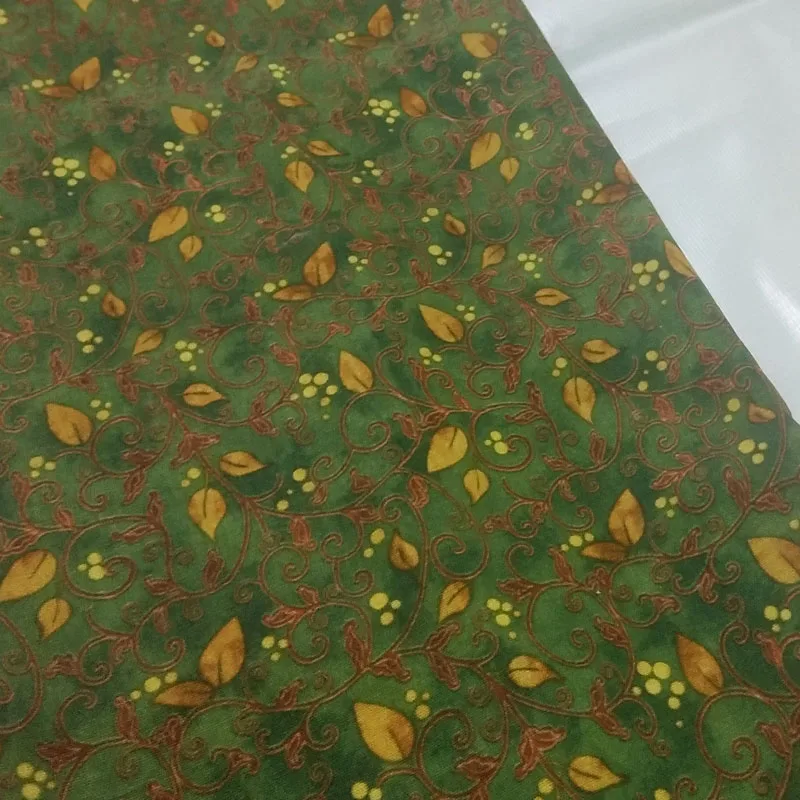 50x105cm Green Gold Leaf Printed Cotton Fabric Design 007 Fabric Patchwork for Cloth Dress Party Home Decor