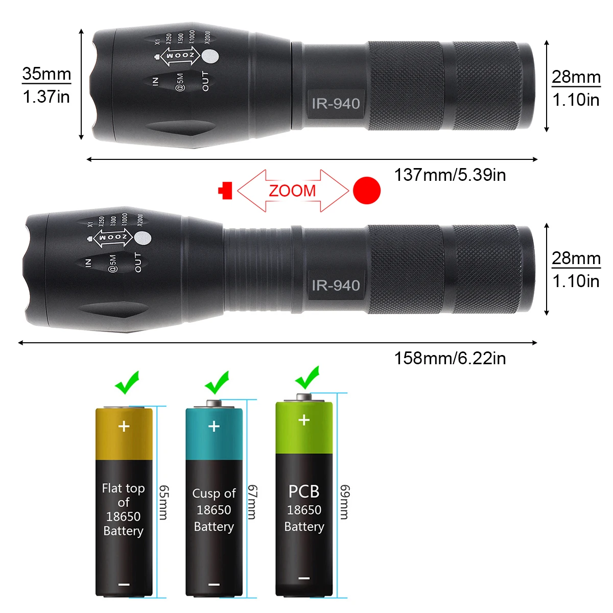 SecurityIng A100 850nm IR Hunting Flashlight Zoomable Infrared 940nm LED Torch Outdoor Waterproof IR Night Vision Light