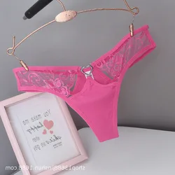 Lencería Sexy para mujer, Tanga, ropa interior, bragas, parte trasera en T de lujo, corazón de melocotón, encaje de algodón puro