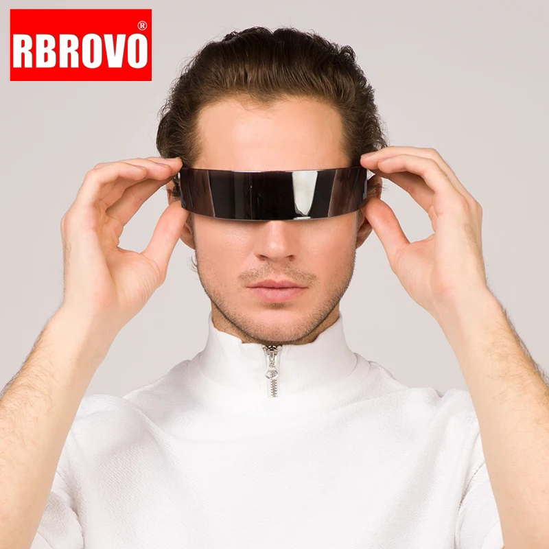 RBROVO Futuristic Wrap Around Sunglasses Men Costume Glasses Mask Novelty Glasses Halloween Party Party Supplies Decoration