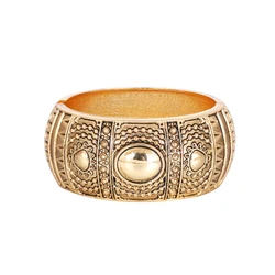Cool Vintage Boho Style Geometric Patterns Tibetan Tibet Totem Bracelets Elegant Round Metal Cuff Bangles Women Jewelry