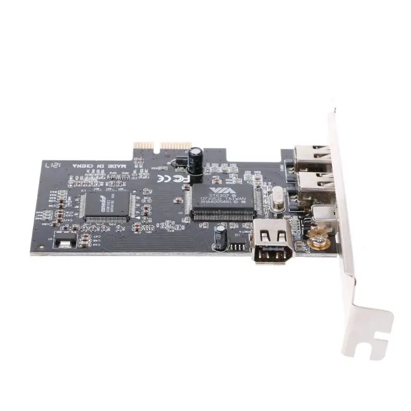 

PCI-e 1X IEEE 1394A 4 Port(3+1) Firewire Card Adapter 6-4 Pin Cable For Desktop PC Dropship