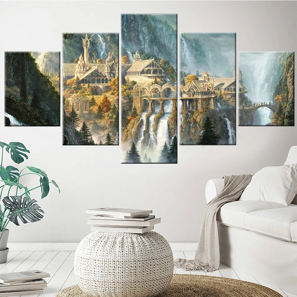 

No Framed Canvas 5Pcs Castle of Lord Movies Wall Art Posters HD Pictures Paintings Home Decor Accessories Living Room Decoration