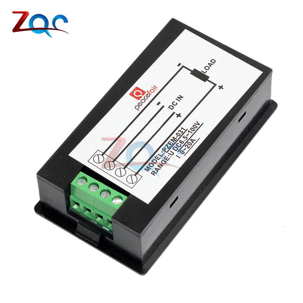 Digital LCD Display Voltmeter Ammeter Wattmeter Power Meter DC 6.5 -100V 0 -20A 0 -20000W Voltage Current Power Energy Tester