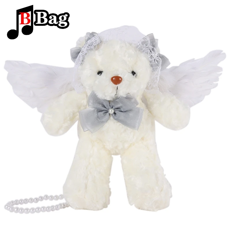 Gothic Women Lolita Bear Doll Bag Angel Demon Wing bear Shoulder Bags Soft Girl JK Goth Halloween Cosplay Blood bear bag Gift