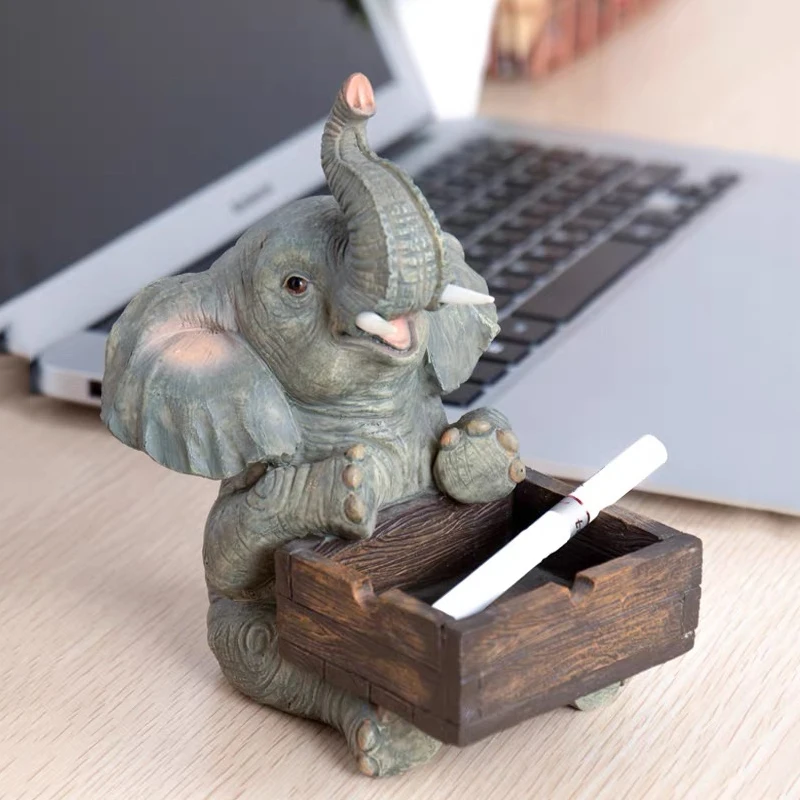 Original Storage Decoration Handicraft Pen Holder Business Card Holder Ashtray Elephant Shape Creative Home Office Storage