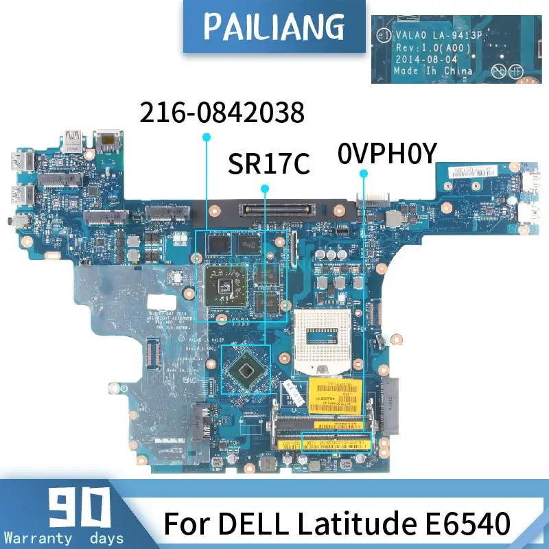 

CN-0VPH0Y 0VPH0Y For DELL Latitude E6540 Notebook Mainboard LA-9413P 0VPH0Y SR17C 216-084203 Laptop Motherboard DDR3 Tested