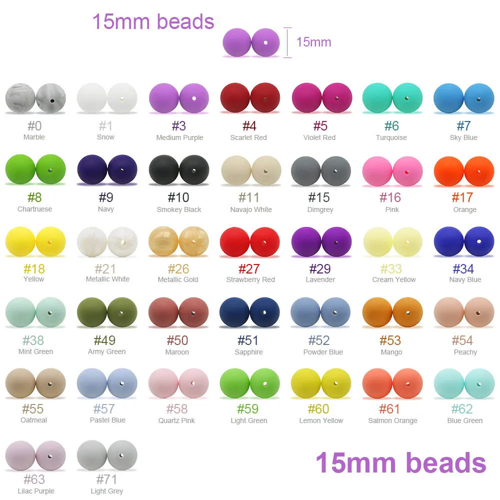 Cute-idea 15mm 10pcs baby products,safe food grade chewing round silicone beads, environmentally Sensory Pacifier chain toy