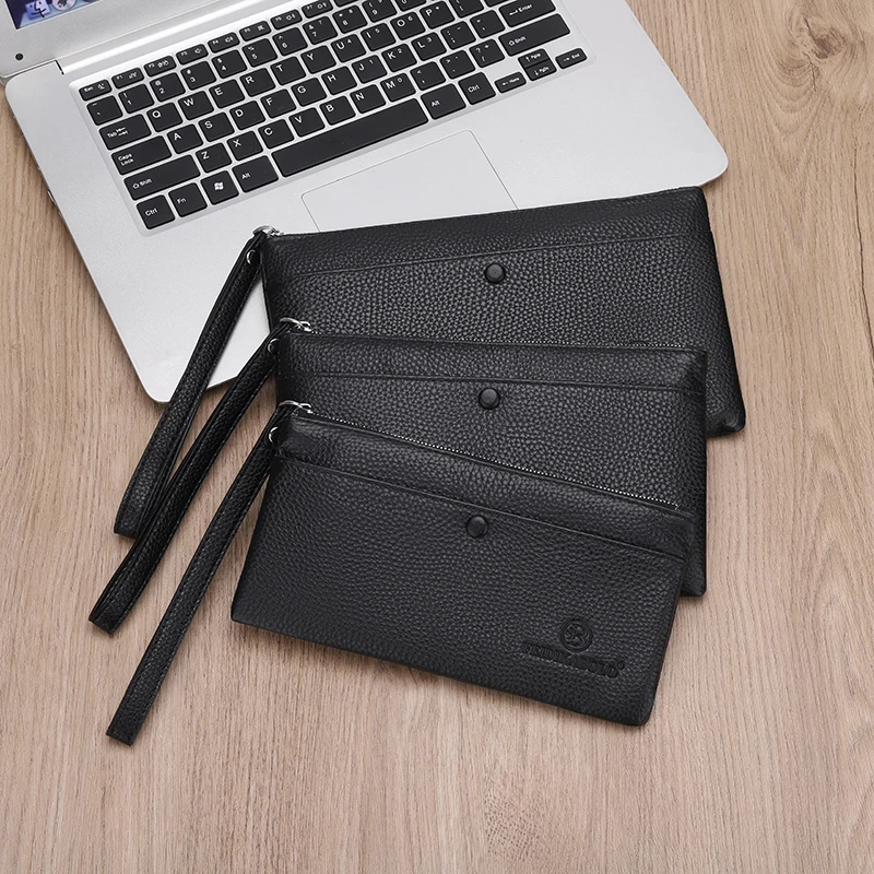 Genuine Leather Men Clutch Bag 2020 New Long Wallets Fashion Cowhide Man Clutches Purse Business Male Mobile Bag Cash Wallets