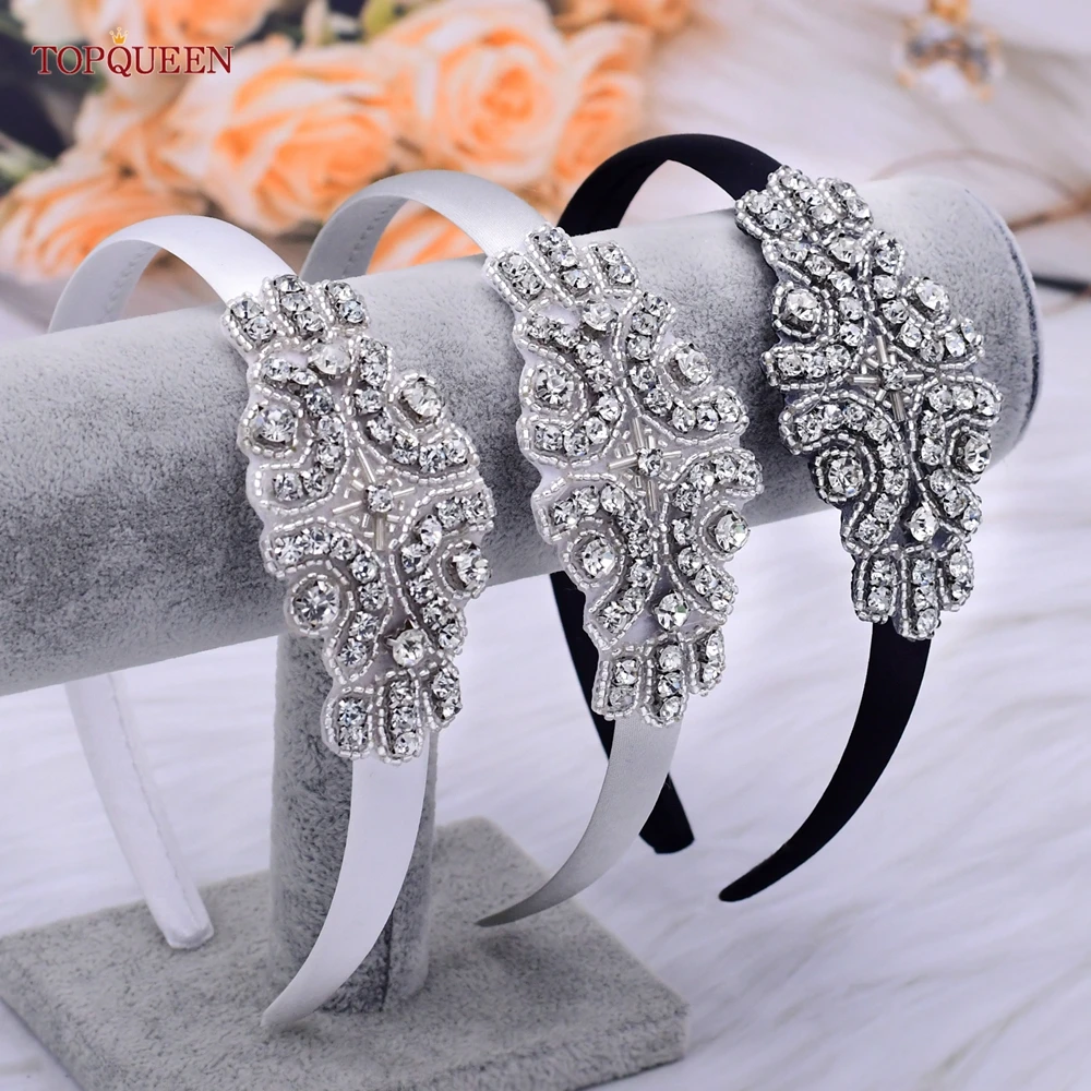 TOPQUEEN S03 Simple and Fashionable Bridal Wedding Silver Beads Rhinestone Headdress Girl Fresh and Elegant Exquisite Hair Band