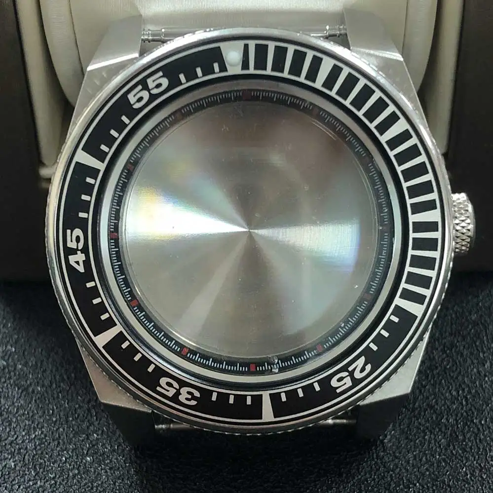 Black Inner Shadow 43mm Watch Case 316L Stainless Steel Aluminum Bezel Sapphire Glass 10ATM Waterproof for NH35/NH36 Movement