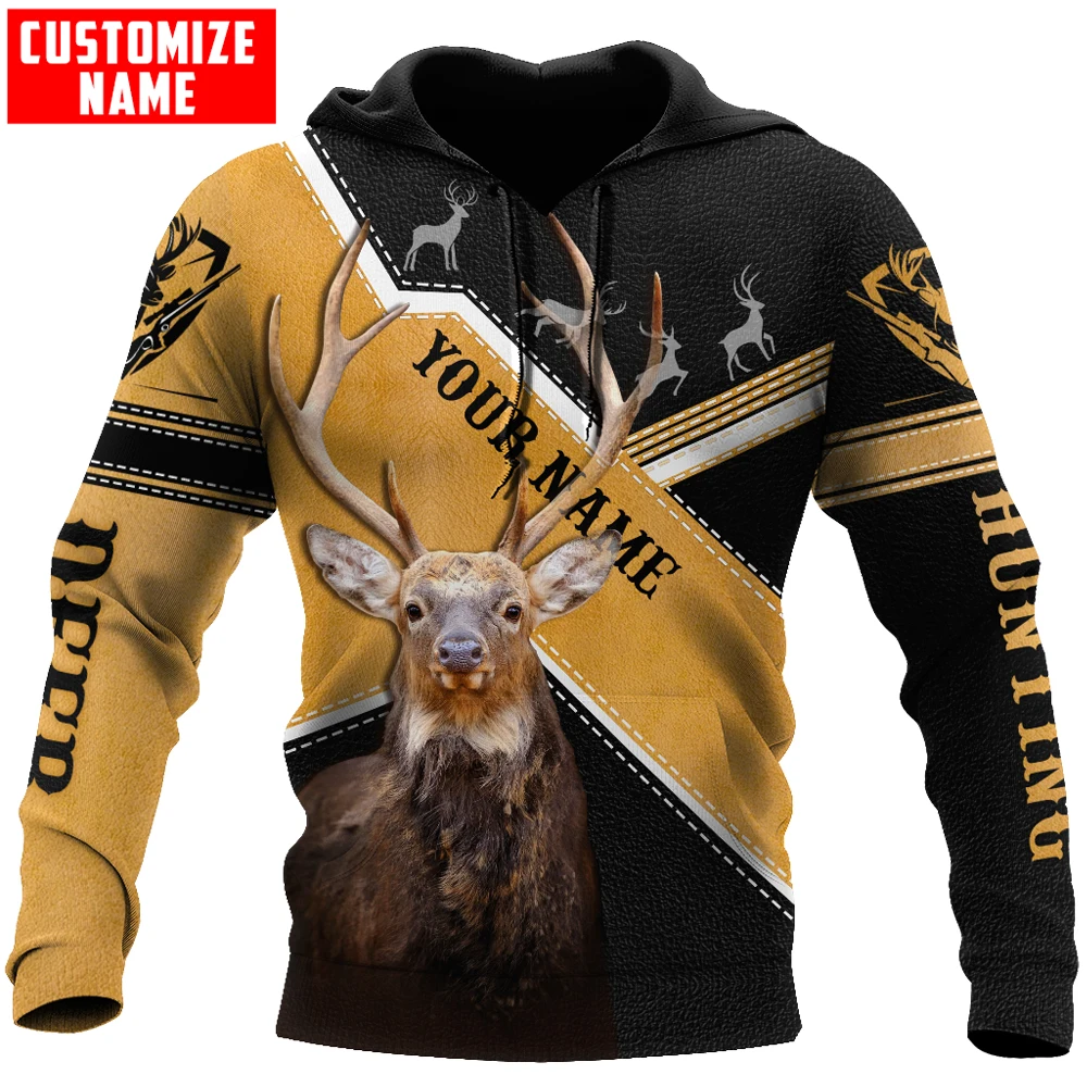 KJ818 Sudadera caza cremallera – Estampado 3D ciervo personalizable