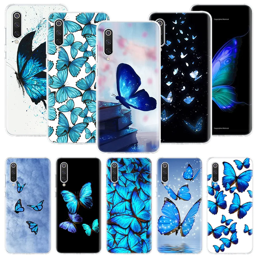 Blue Butterfly Beautiful Wing Phone Case For Xiaomi Redmi Note 10 9 8 11 12 Pro 11T 11S 11E 10S 9S 9T 8T 8A 7 6 5 Plus Art Patte