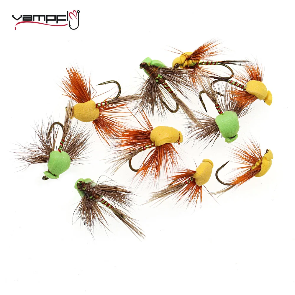 Vampfly 6PCS Deer Hair Foam Beetle Floating Fly Dry Fly Artificial Insect Fish Bait Lure For Trout Fishing Size 12# 14#