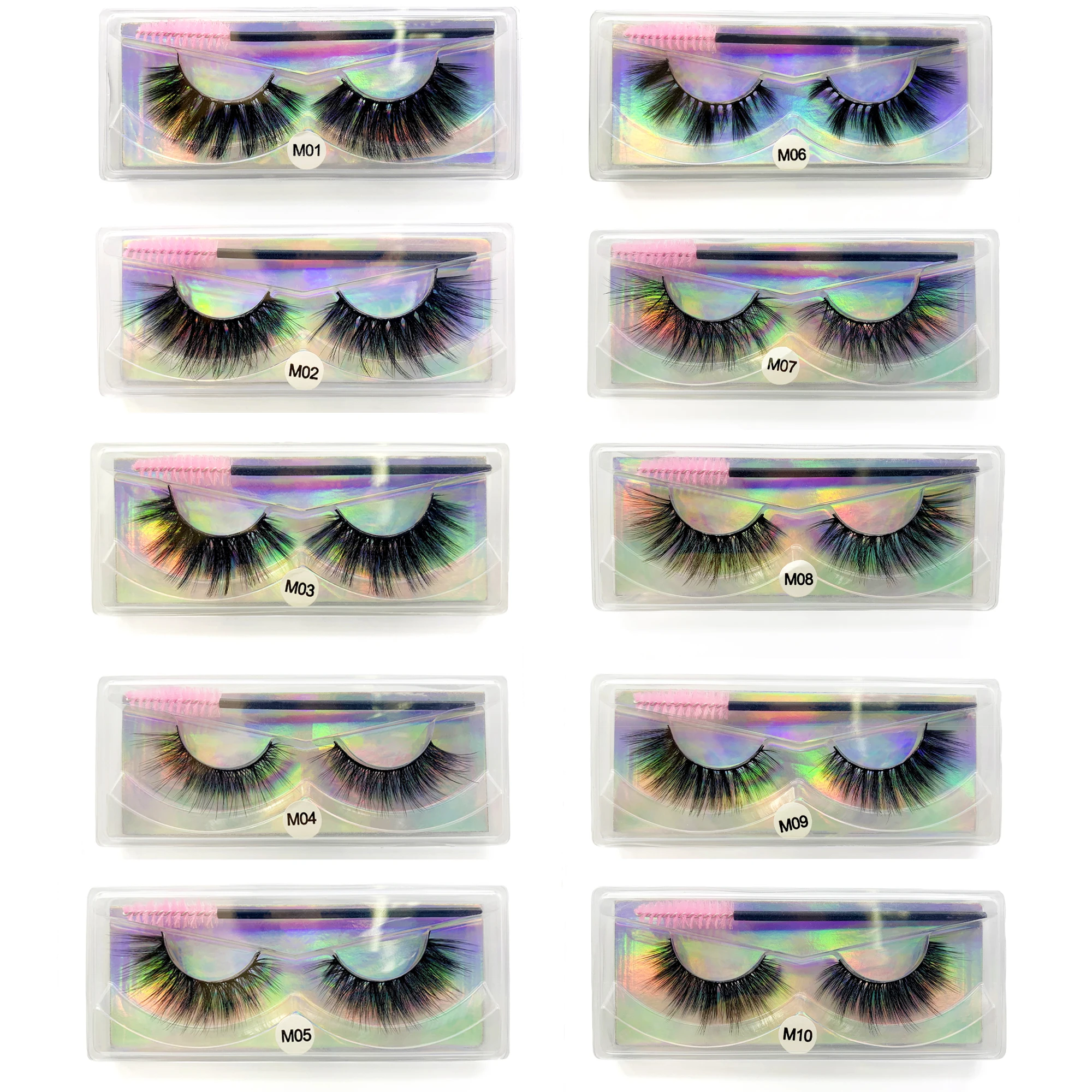 Mink Eyelashes ชุดธรรมชาติ Fluffy Dramatic Wispy Make Up Mink Lashes ขายส่ง Faux Cils Lash บรรจุภัณฑ์ขนตาปลอมแพ็ค