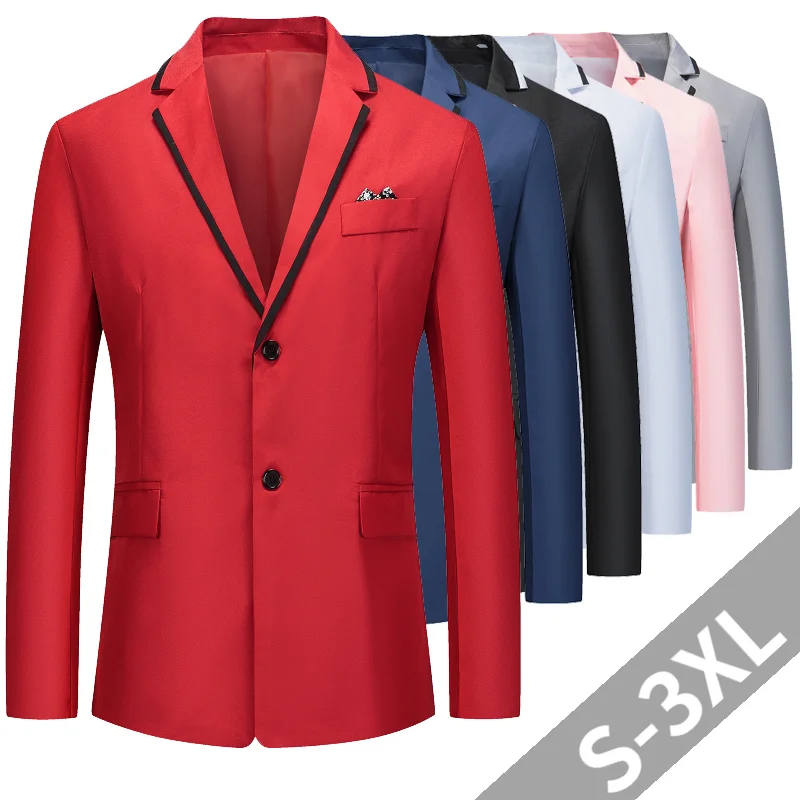 

New Men Casual Suits Long Sleeve Slim Fit Jacket Dress Suits Gentleman Tops Blazers S-3XL