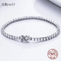 Pure Silver Of 14-21 CM Tennis Bracelet Jewelry Chain Pave 3mm 5A CZ Eternity Stunning Hip Hop Rock Real 925 Fine Jewellery