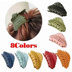 New Big Leaf Hair Claw Clip For Women Matte Acrylic Barrettes Solid Color Hairpins Ins Simple Headwear Accessories