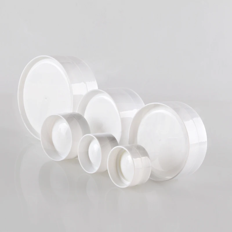 12pcs Plastic Container White Cosmetics Jar Empty with Inner Lid Portable Cream Packaging Mask Tin Pot 3g 5g 10g 30g 50g 100g