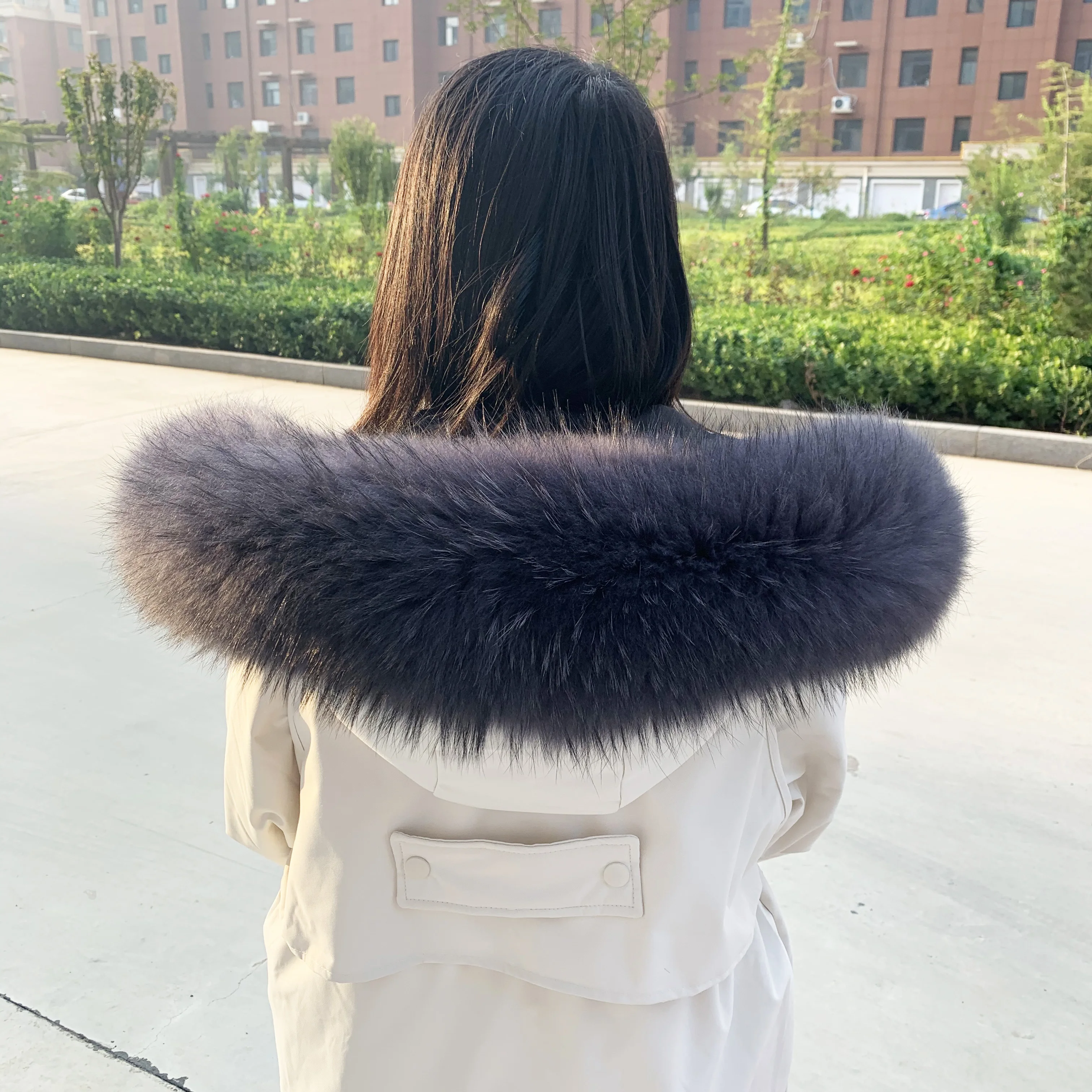 JKP 2021 real raccoon fur collar big winter scarf shawl decoration  woman shawl  neck warm scarf genuine  fox fur collar