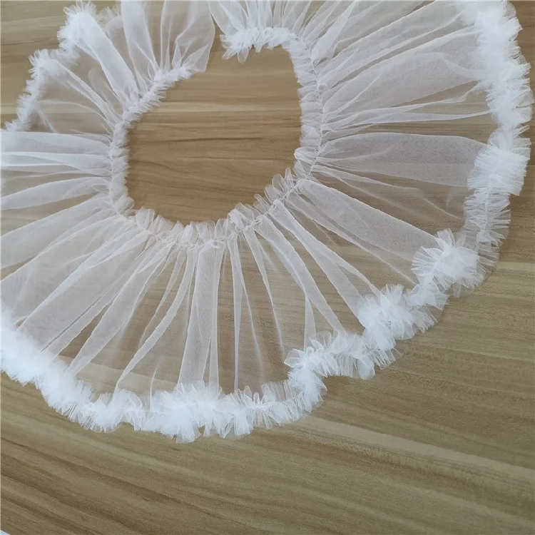 Mingli Tengda 17cm Wide Soft Dense Folds Tulle Poncho Yarn Skirt Lace Accessories Semi Finished Articles Wedding Dress Fabric