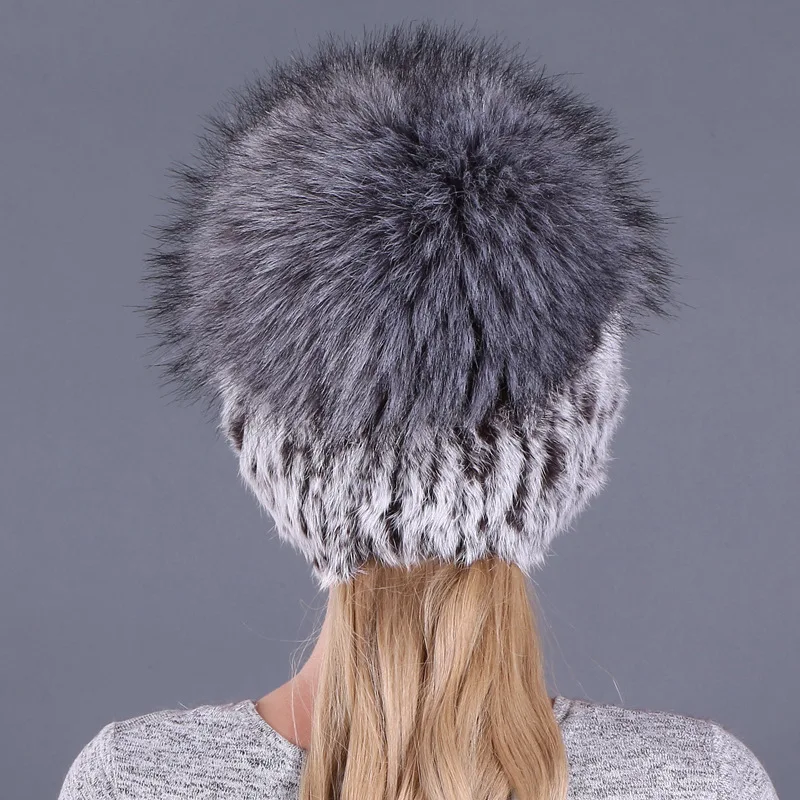 Autumn and Winter Rabbit Fur Hat Fur Hat Female Korean Fashion Trendy Imitation Fox Fur Warm Knitted Woolen Hat Female Hat