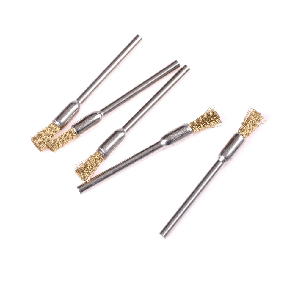 1 Set 5/10pc 미니 와이어 브러쉬 3mm X 5mm 황동 컵 휠 그라인더 또는 드릴 로타리 도구 금속 녹 제거 브러시 도구