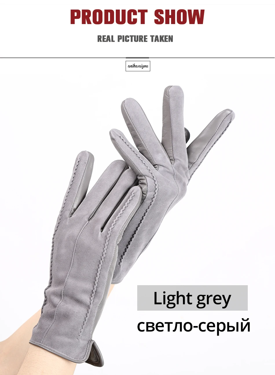 Good Quality Touch Gloves Color Winter Women's Leather Gloves Genuine Suede 50% Genuine Leather 50% Women's Gloves -2007