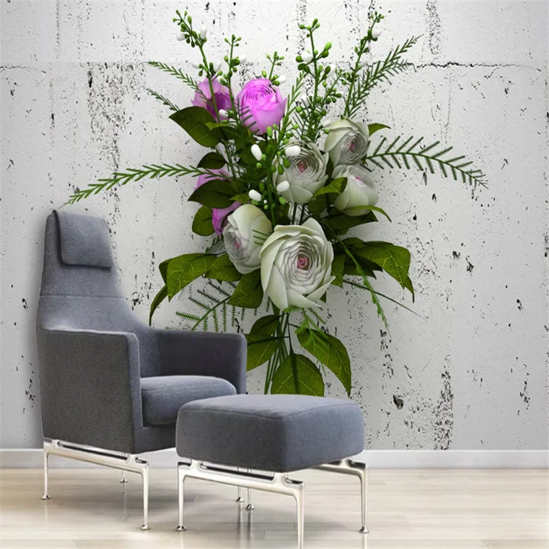 wellyu Customized large mural wallpaper 3d vegetation pink flower sofa background living room bedroom background wall