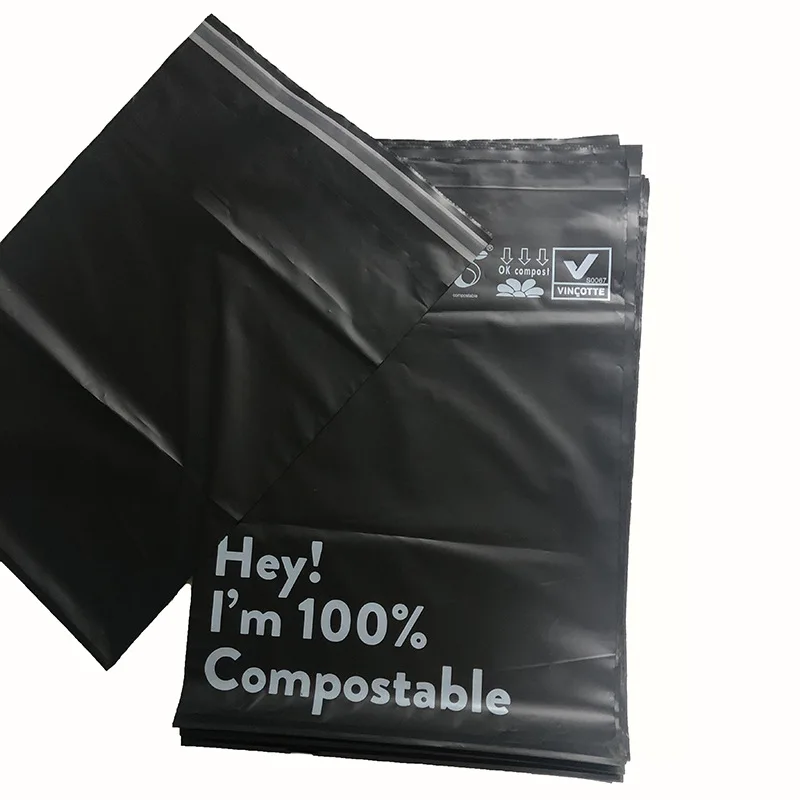 Sherpen 50 pçs/lote biodegradável compostable saco organizador eco courier sacos de correio poli mailers selo saco de entrega envelope