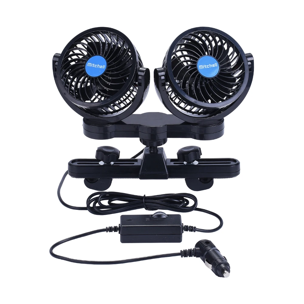 

Dual Head 12V SUV Car Headrest Back Seat Variable Speed Wind Air Fan Cooler Electrical Appliances 360 Degree Rotation Adjustable