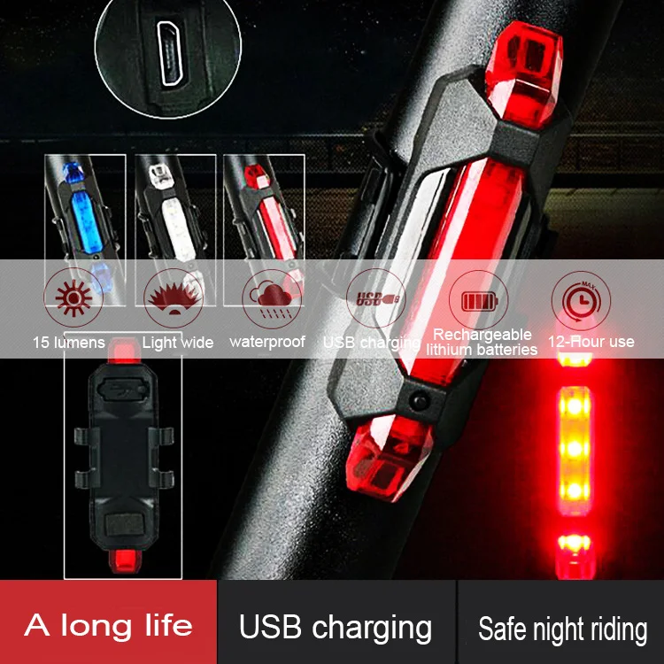 

Bike Lights USB Charging Taillight Mountain Bik e Road Dead Car LED Warning Light Night Riding Light Riding Accessories