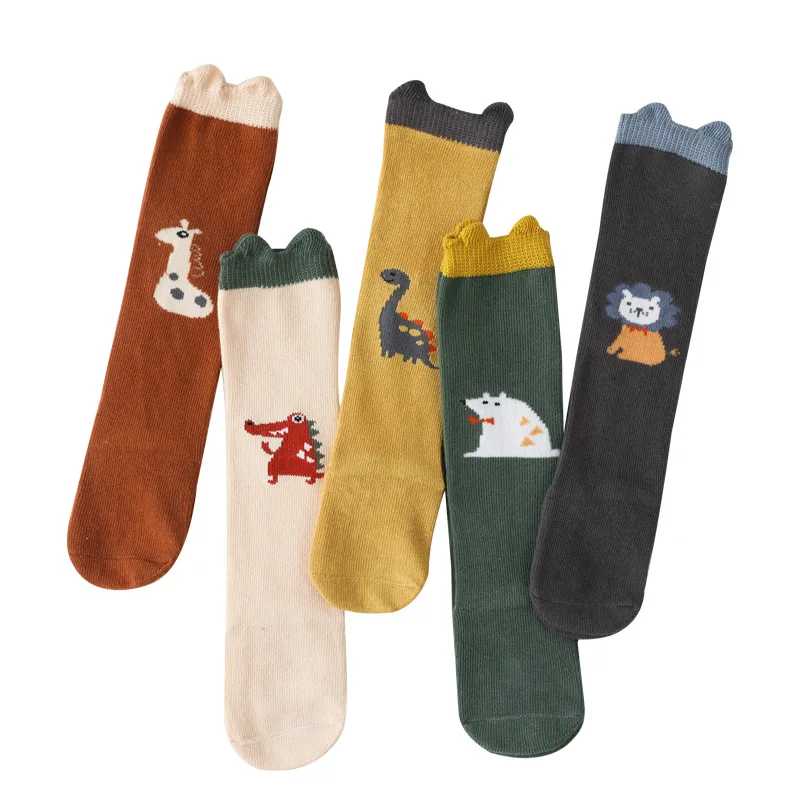 Baby Socks Anti-slip Long Over Knee High Socks Cotton Soft Warm Leg Warmer Cute Animal Dionsaur Lion Home Spring Socks 0-3 Years