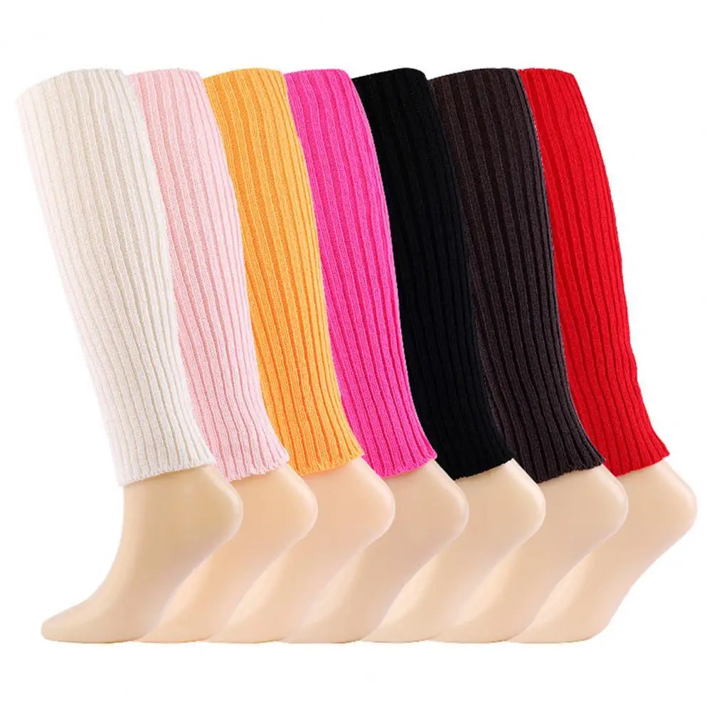 1 Pair Ribbed Knitted Long Socks Breathable High Elasticity Anti-shedding Party Sports Casual Ribbed Leg Warmers for Girl