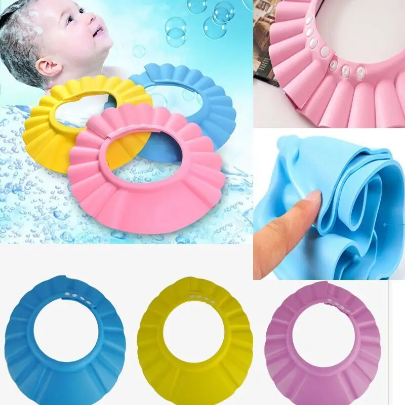 Soft & Adjustable Baby Boy Girl Shampoo Cap Children Bath Wash Hair Shield Hat Bathing Banho Bebe Visor for Bathing