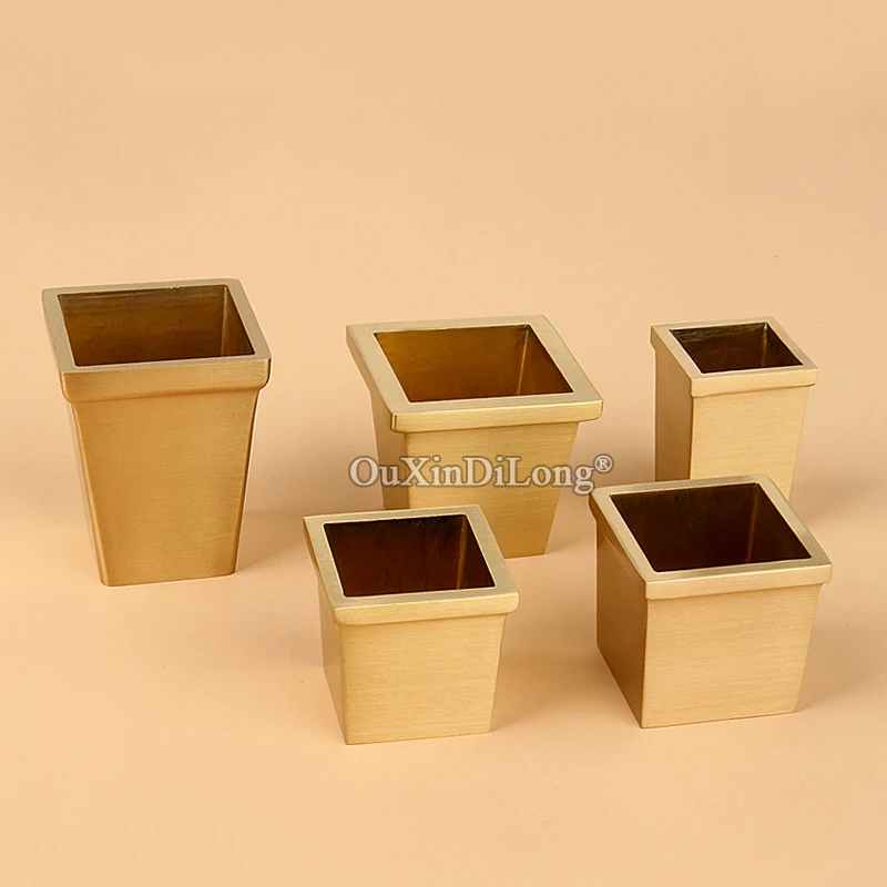 4PCS Chinese Brass Square Tapered Back Cover Foot Covers Sofa Chair Stool Table Furniture Protector Leg Covers Hardware GF585