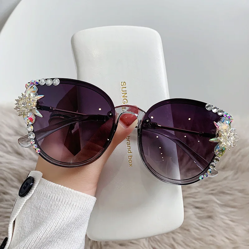 Occhiali da sole rotondi Fashion Cat Eye per donna Luxury Brand Designer occhiali da sole Vintage Pink Shades donna Gafas De Sol Mujer