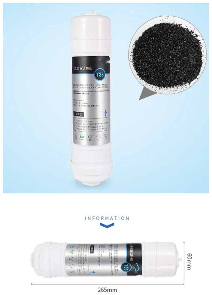 10 inch Korean flat mouth quick connect filter element PP/UDF/CTO/UF/T33 five-stage water purifier filter element