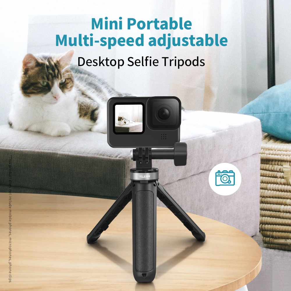 TELESIN Mini Selfie Stick Tripod Portable Plastic Adjustable Length for GoPro Hero 5 6 7 8 9 10 11 12 DJI Osmo Action Insta360