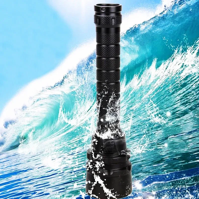 D2 Diving Flashlight Safety Dive Light Torch T6 Underwater Scuba Flashlights 100M for Under Water Sports Outdoor Cycling fishing