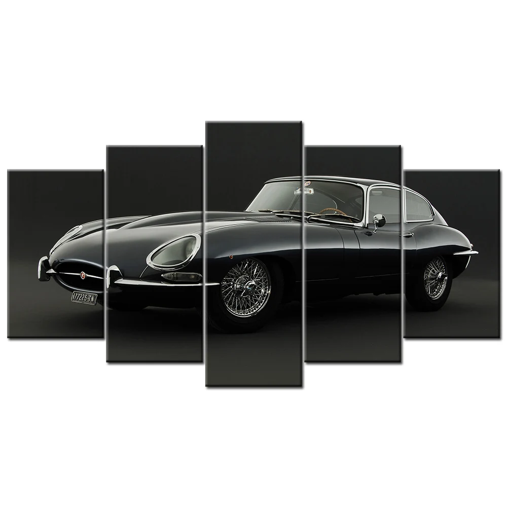 Jaguar E Type Classic Supercar Wallpaper Posters and Prints Wall Art 5 piece Canvas Painting For Living Room Decor