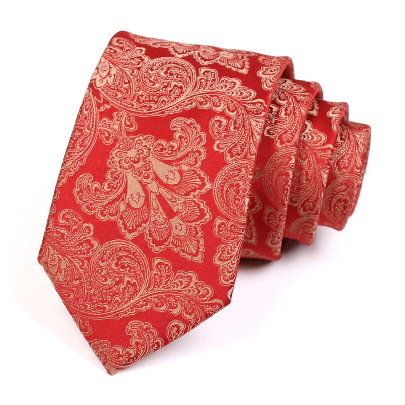 

Groom Wedding Party Tie 2020 Brand New High Quality 7CM Red Ties For Men Business Work Necktie Male Fashion Formal Neck Tie