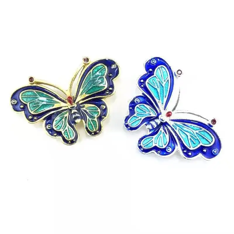 Épingle à cheveux antique en alliage et émail pour oreilles, accessoires en forme de papillon et cloisonné, brûlés à l'huile