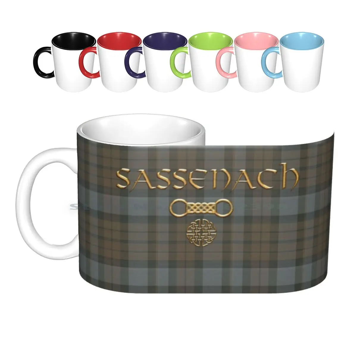 Tartan Sassenach Ceramic Mugs Coffee Cups Milk Tea Mug Outlander Sassenach Symbol Creative Trending Vintage Gift Bottle Cup