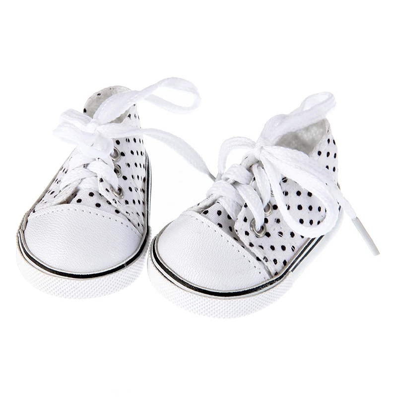 7 cm Canvas Denim Sneakers New Born  Baby Shoes Handmade Lace-up Sneakers Shoes For 18 Inches American 43 cm Baby Dolls GIfts