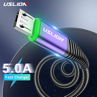 USLION 5A LED Micro USB Cable Fast Charging Micro USB Charger Support Data Transmission For Xiaomi Samsung Android Phone Cable