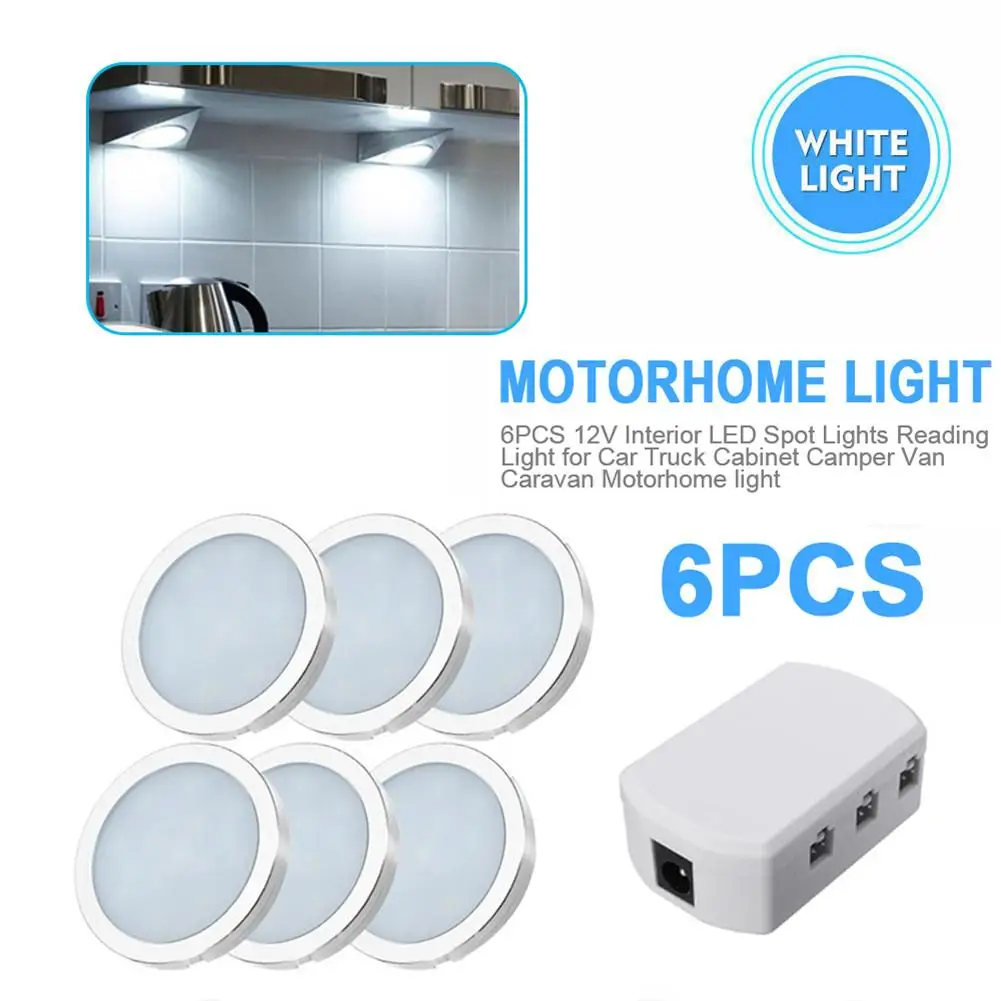 6PCS LED Lamp12V Portable Mini Interior LED Spot Lights Reading Light For Car Truck Cabinet Camper Van Caravan Motorhome