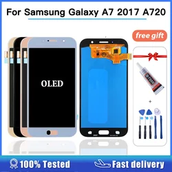 100% Tested OLED LCD Display For Samsung Galaxy A7 2017 A720 A720F A720M LCDs Touch Screen Digitizer Assembly LCD Replacement